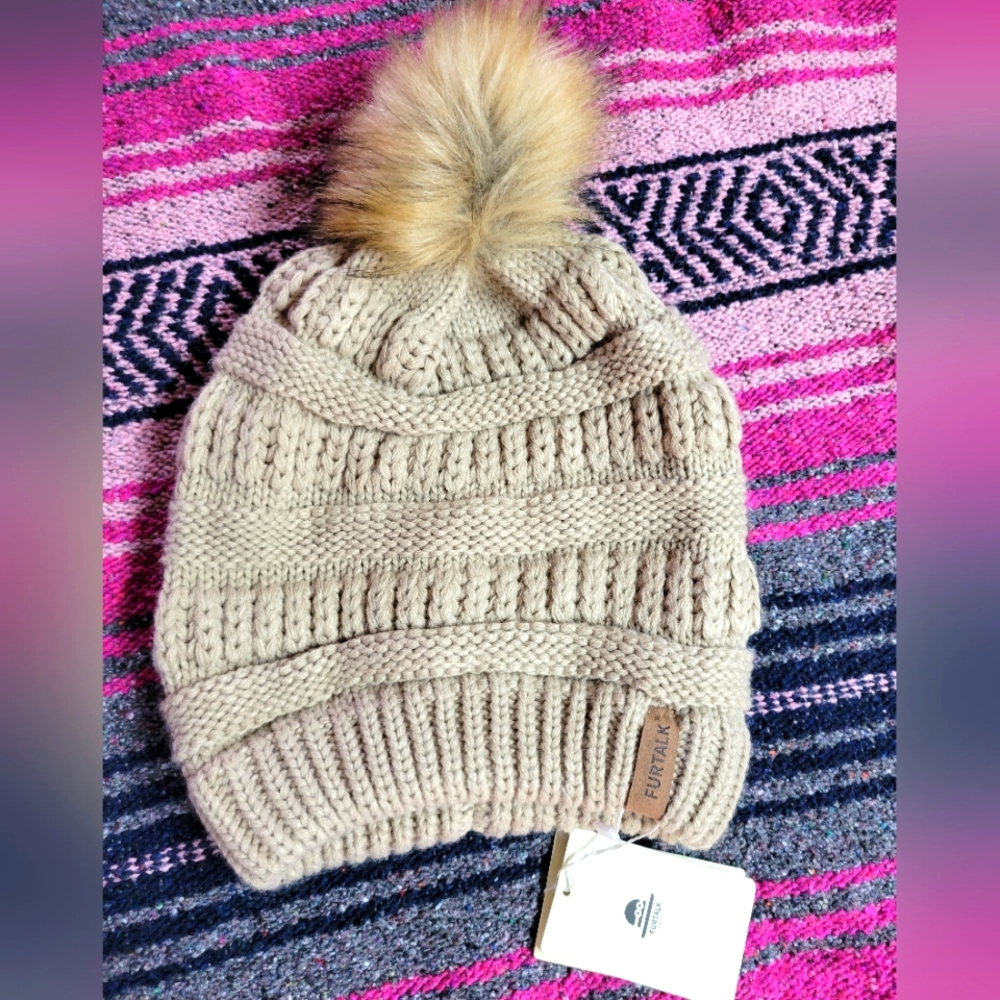 Furtalk womens slouchy beanie tan knit winter hat